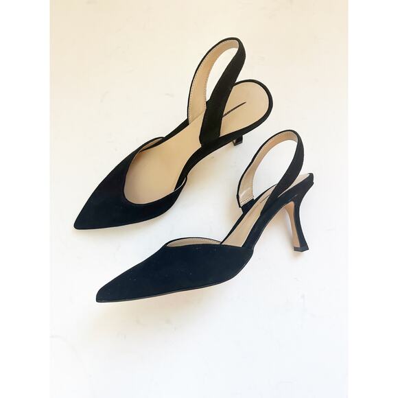 Ann Taylor NWOBN Kerry Suede Slingback Pumps Black 6 - Picture 2 of 6
